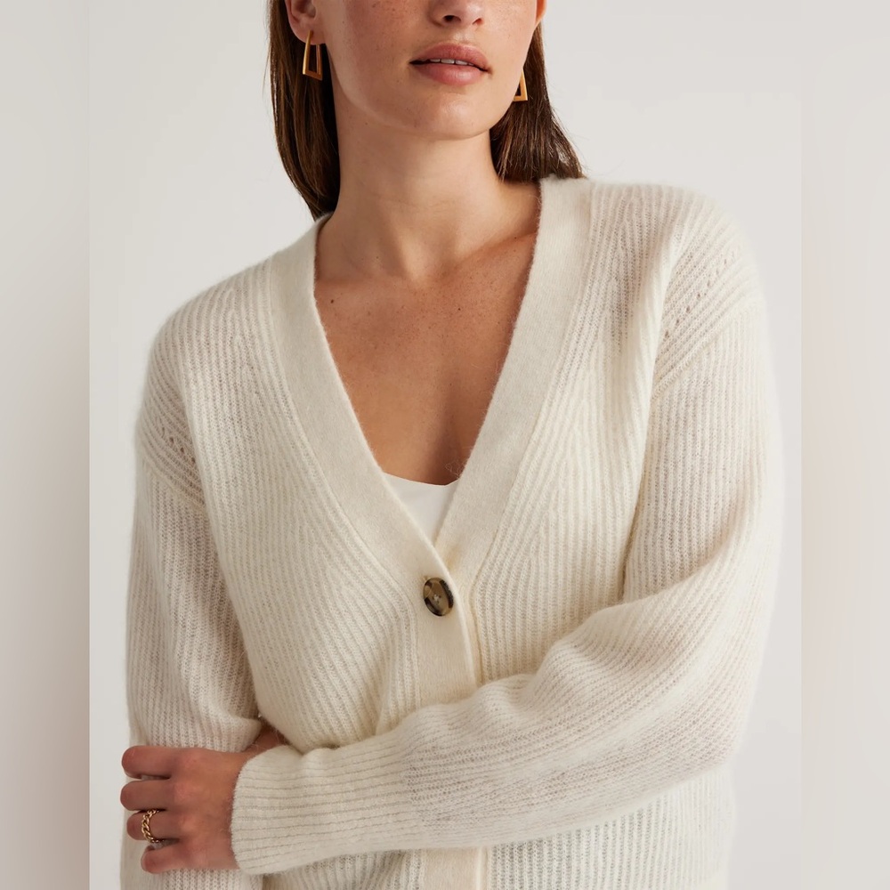 Quince Baby Alpaca-Wool Cropped Cardigan size M - Picture 4 of 14